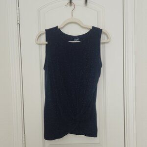 LOFT Sleeveless Knot Tank – Navy Blue with White Speckles – Size XS